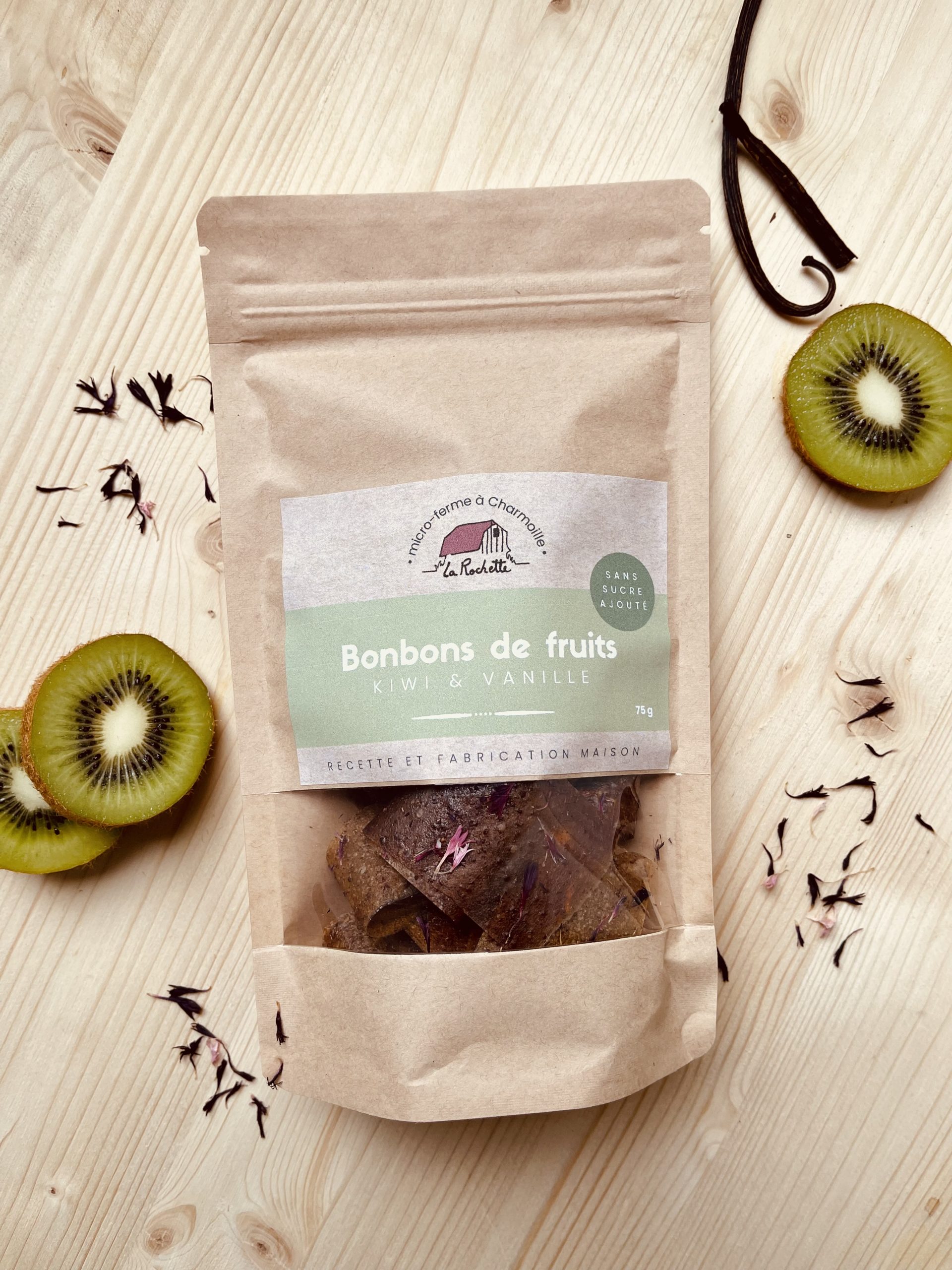 Bonbons de fruit kiwi et vanille